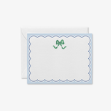 Green and Blue Bow Flat Notecards