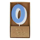 Blue and White Number Candle- 0