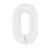 White Foil Number Balloon- 0