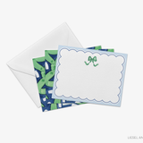 Green and Blue Bow Flat Notecards