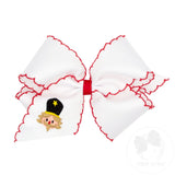 King Grosgrain Hair Bow with Moonstitch Edge  - Holiday