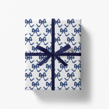 Blue and White Bow Gift Wrap [Rolls of 3 Sheets]