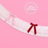 Bow Bliss Banner - layered fringe + velvet bows, white, pink