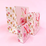 Pink Christmas Gingerbread Bows Gift Bag