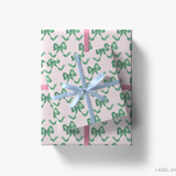 Green and Pink Bow Gift Wrap