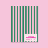 Green/Pink Stripe Tissue Paper - Pack of 8 Sheets