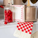 Red and Pink Checked Fringed Paper Dinner Napkins