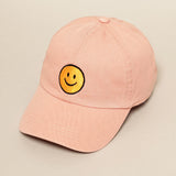 Happy Face Embroidered Baseball Cap