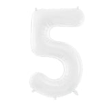 White Foil Number Balloon- 5