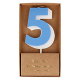 Blue and White Number Candle- 5