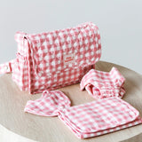 Convertible Doll's Nappy Bag Set - Pink Gingham