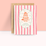 Pink Stripes Birthday Card