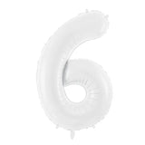 White Foil Number Balloon- 6