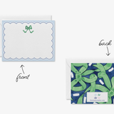 Green and Blue Bow Flat Notecards