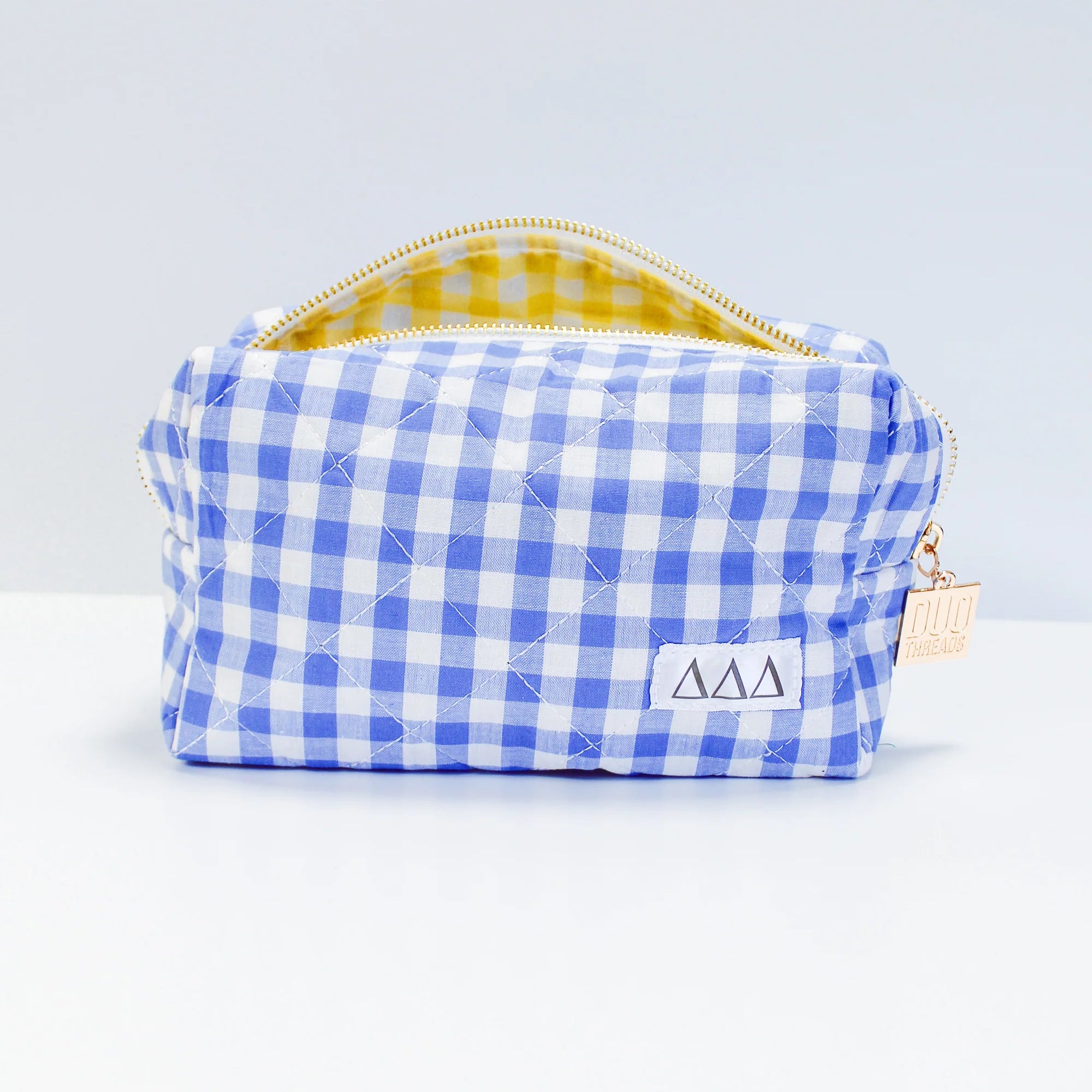 Gingham Quilted Makeup Bag