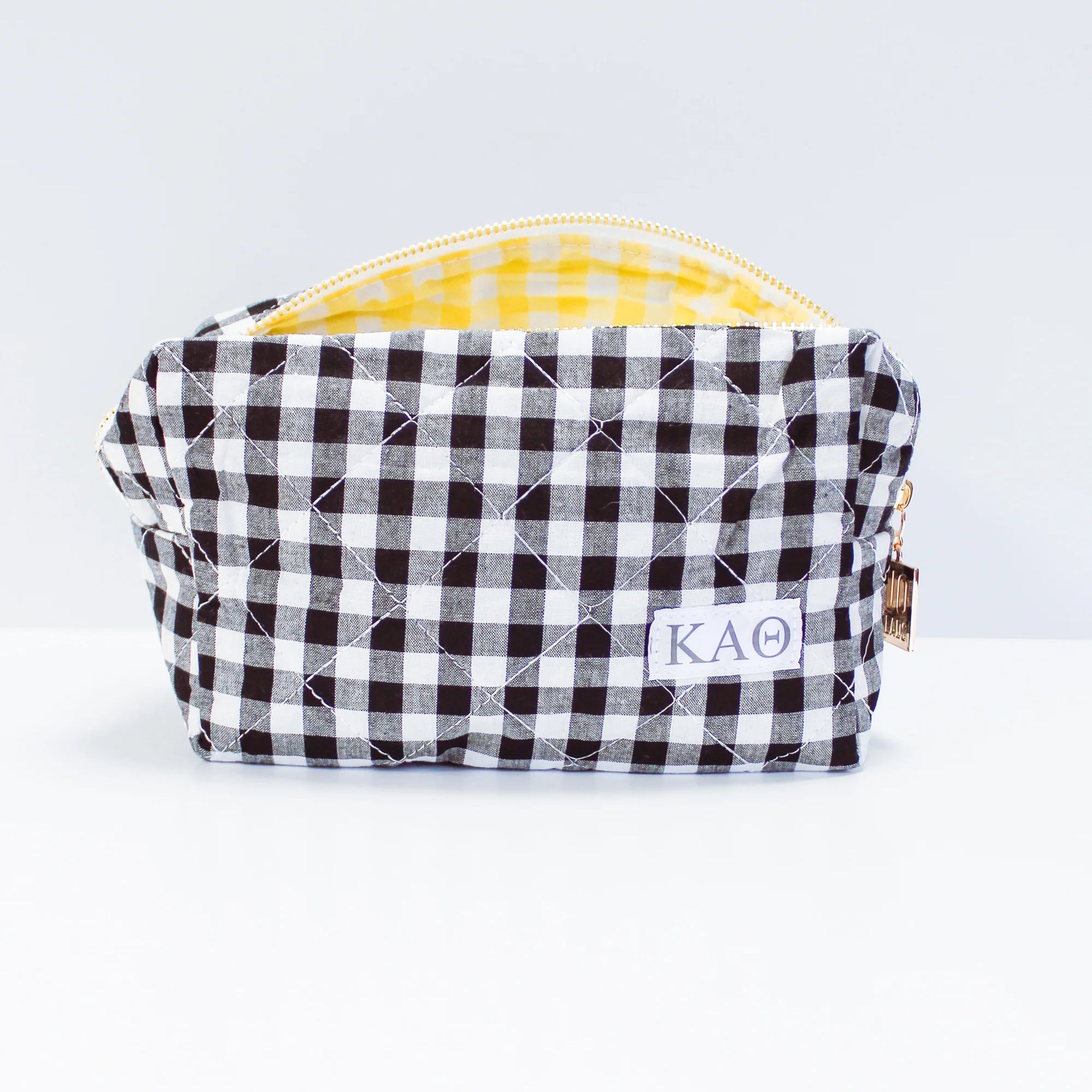 Gingham Quilted Makeup Bag