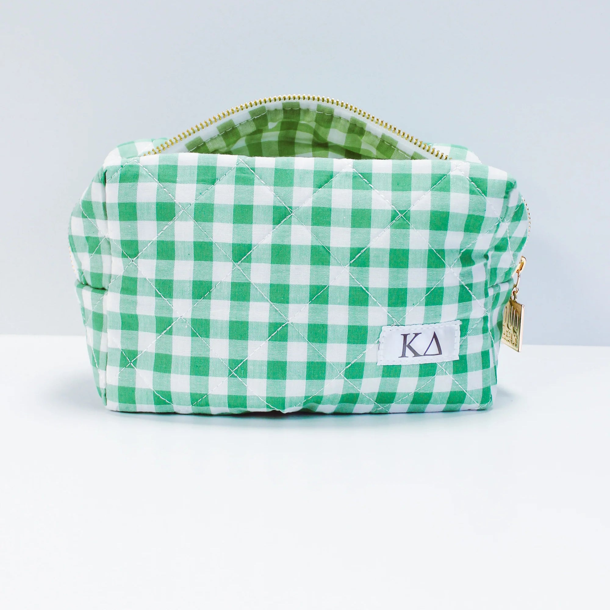 Gingham Quilted Makeup Bag