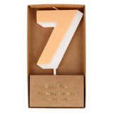 Peach and White Number Candle- 7