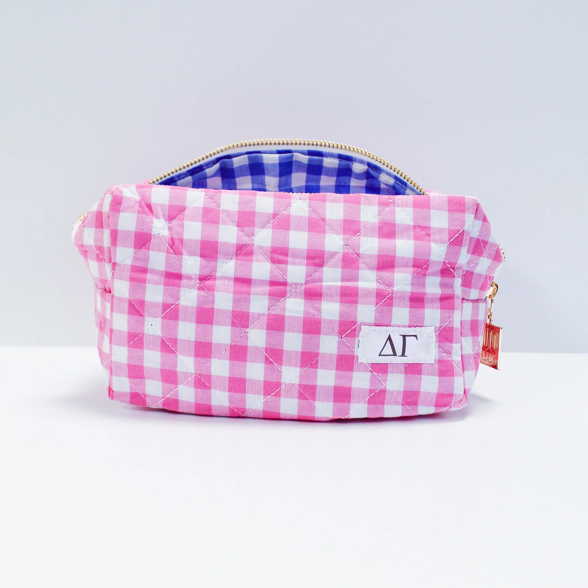 Gingham Quilted Makeup Bag