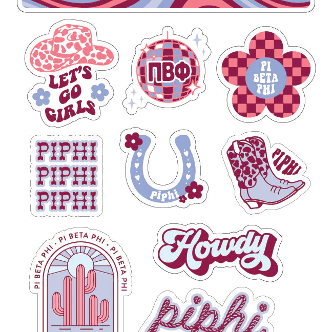 Western Sorority Sticker Sheets