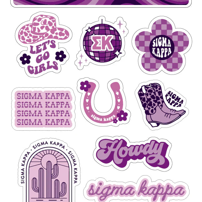 Western Sorority Sticker Sheets