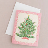 Set of 8 Classic Pink Christmas Tree A2 Greeting Card