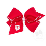 King Grosgrain Hair Bow with Moonstitch Edge  - Holiday