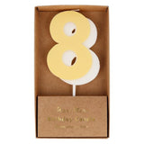 Yellow and White Number Candle- 8