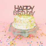 Cake Topper - "Happy Birthday" - Colorful Confetti