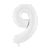 White Foil Number Balloon- 9