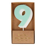 Mint and White Number Candle- 9