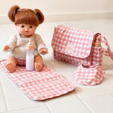 Convertible Doll's Nappy Bag Set - Pink Gingham