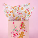 Pink Christmas Gingerbread Bows Gift Bag