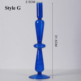 Blue Glass Candlestick Holder- G