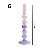 Lilac Pink Glass Candlestick Holder- G