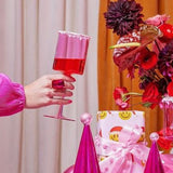 Pink Square Wine Glass