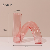 Pink Glass Candlestick Holder- N