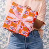 Wrapping Paper Sheets - Floral Check