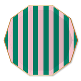 PINK & GREEN SIGNATURE CABANA STRIPE LARGE PLATES