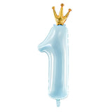 Number 1 Crown Foil Balloon- Light Blue