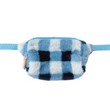 Furry Checked Bum Bag- Blue