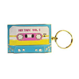 Cassette Tape Gold Enamel Keychain