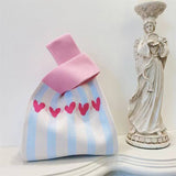 Dainty Tote-  Stripes Heart Blue