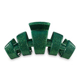 Teleties Classic Large Hair Clip- Green Glitter