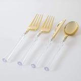 Neo Classic Clear and Gold Plastic Cutlery Set