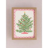 Set of 8 Classic Pink Christmas Tree A2 Greeting Card