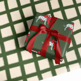 Dalmatian with Bow and windowpane Plaid Double Sided Gift Wrap