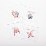 Disco Party Embroidered Cocktail Napkin Set