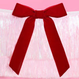 Bow Bliss Banner - layered fringe + velvet bows, white, pink