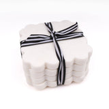 White Marble Scalloped Coaster Set